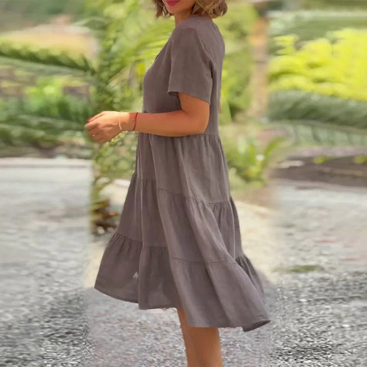 Drune | V-ausschnitt Leinenkleid Für Damen