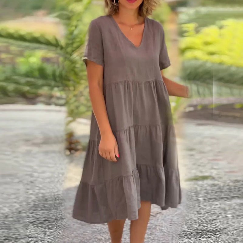Drune | V-ausschnitt Leinenkleid Für Damen