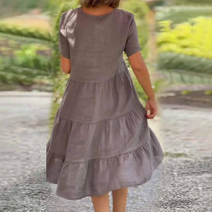 Drune | V-ausschnitt Leinenkleid Für Damen