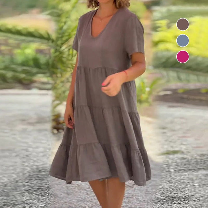 Drune | V-ausschnitt Leinenkleid Für Damen