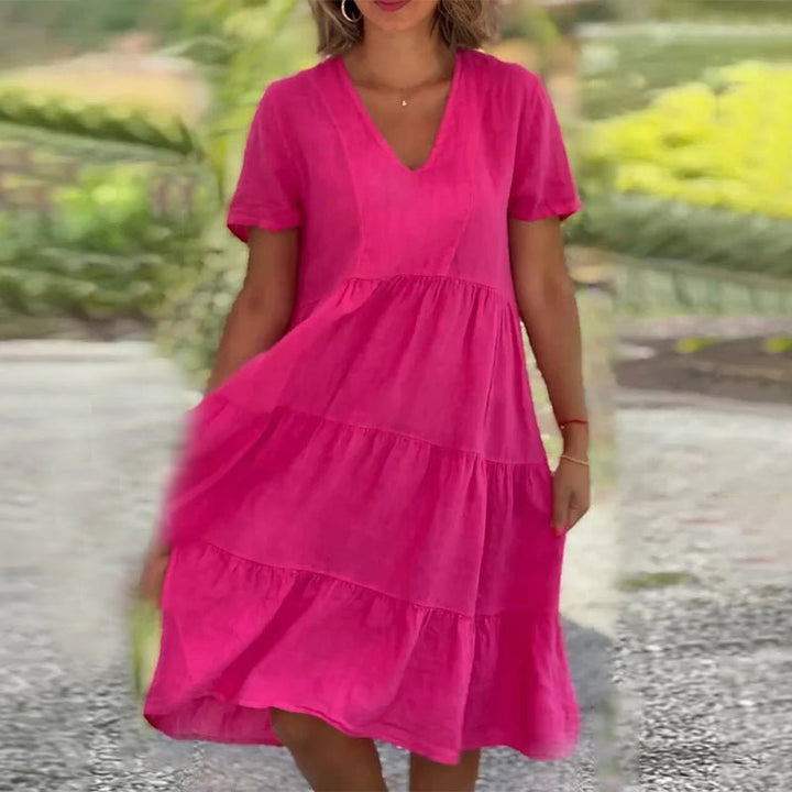 Drune | V-ausschnitt Leinenkleid Für Damen