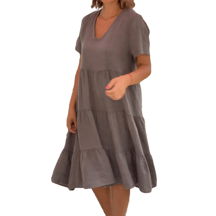 Drune | V-ausschnitt Leinenkleid Für Damen