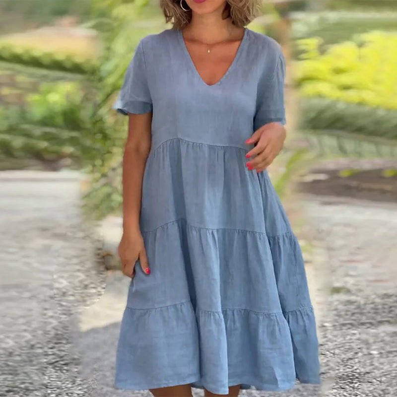 Drune | V-ausschnitt Leinenkleid Für Damen