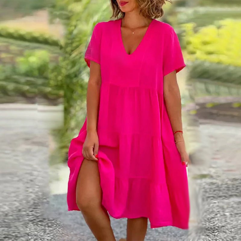 Drune | V-ausschnitt Leinenkleid Für Damen