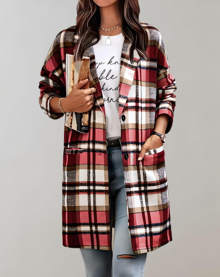 Drune | Oversize und lange karierte Jacke