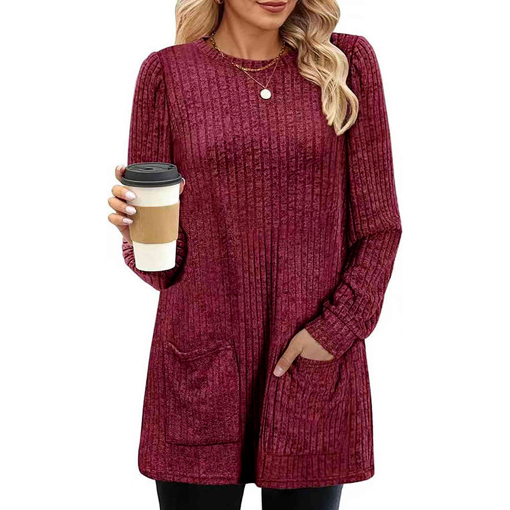 Drune |  Herbst und Winter neue halblange Pullover Kleid Frau