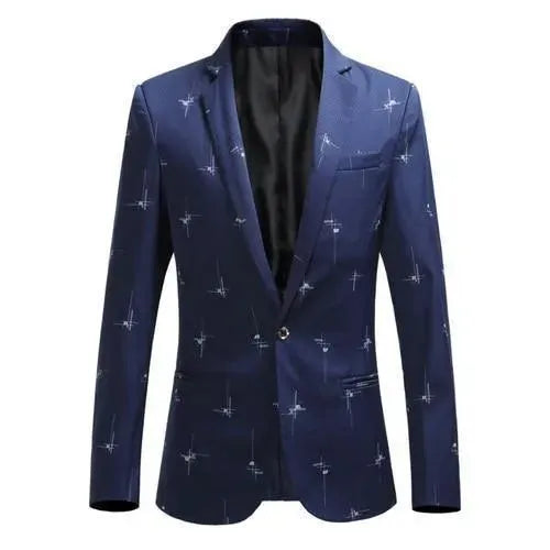 Drune | Herren Blazer - Blazer mit weißen Drucken
