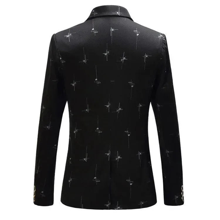 Drune | Herren Blazer - Blazer mit weißen Drucken