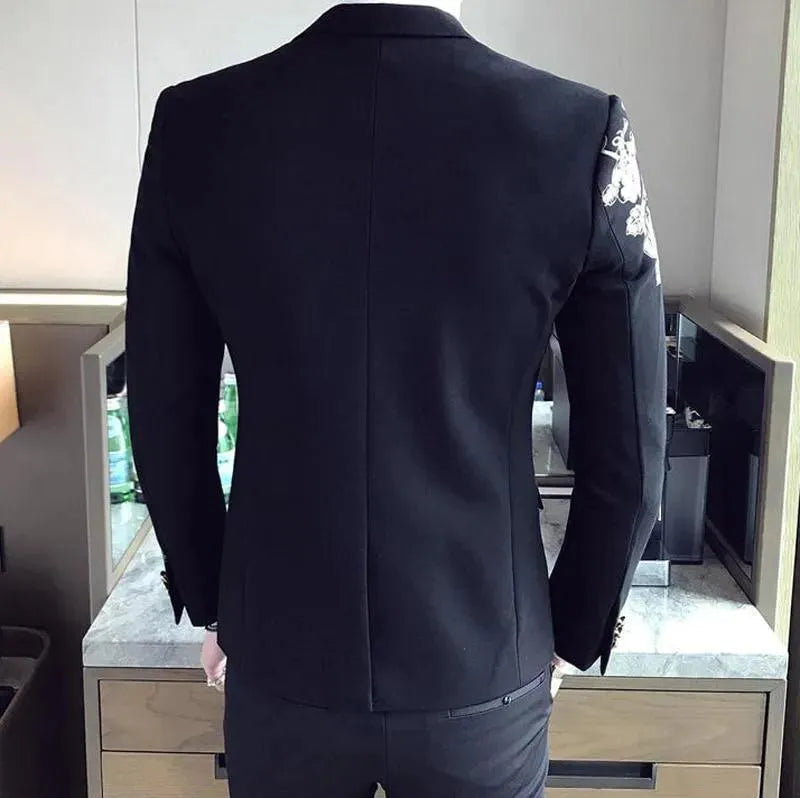 Drune | Herren Blazer - Florales Goldmuster Freizeitblazer