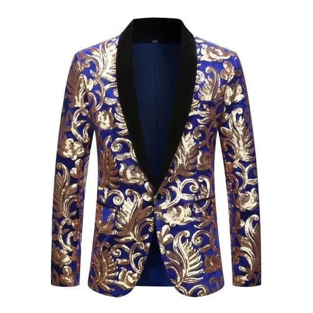 Drune | Herren Blazer - Floraler Pailletten Party Blazer