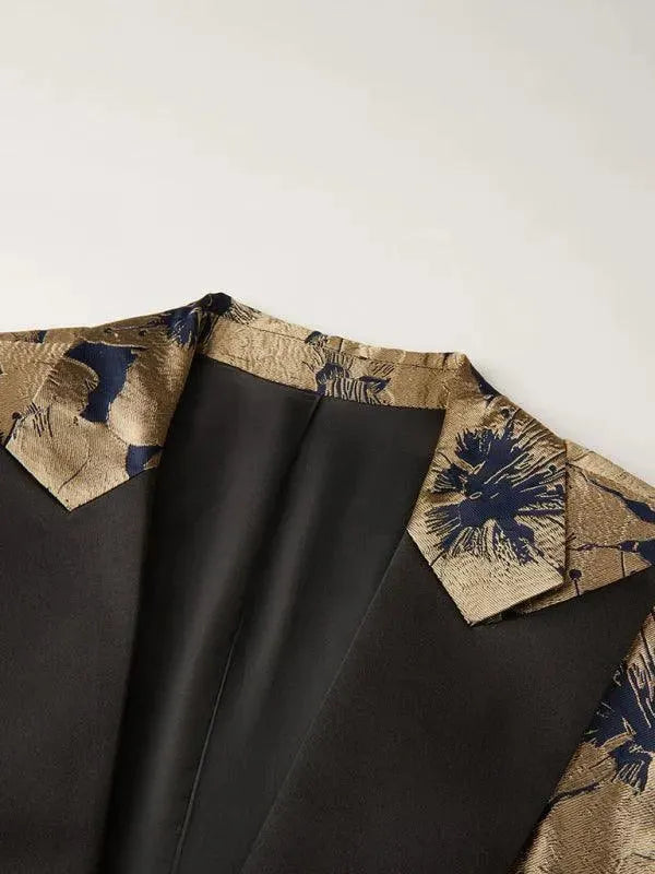 Drune | Herren Blazer - Gold Muster Smoking Blazer