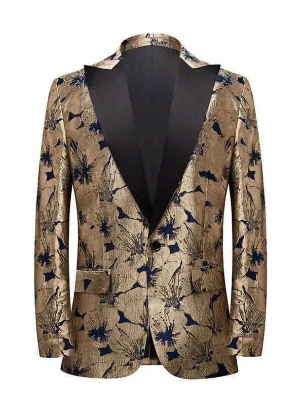 Drune | Herren Blazer - Gold Muster Smoking Blazer