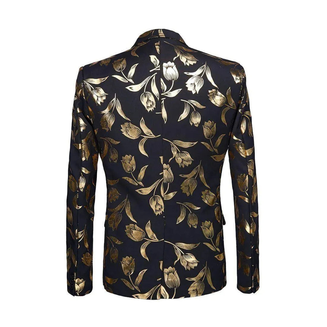 Drune | Herren Blazer - Gold Druck Party Blazer