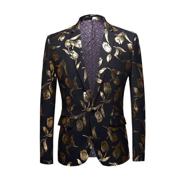Drune | Herren Blazer - Gold Druck Party Blazer
