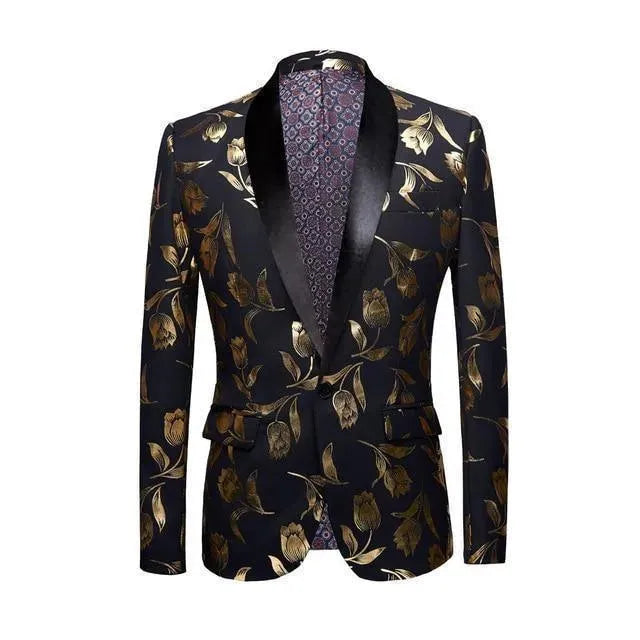 Drune | Herren Blazer - Gold Druck Party Blazer