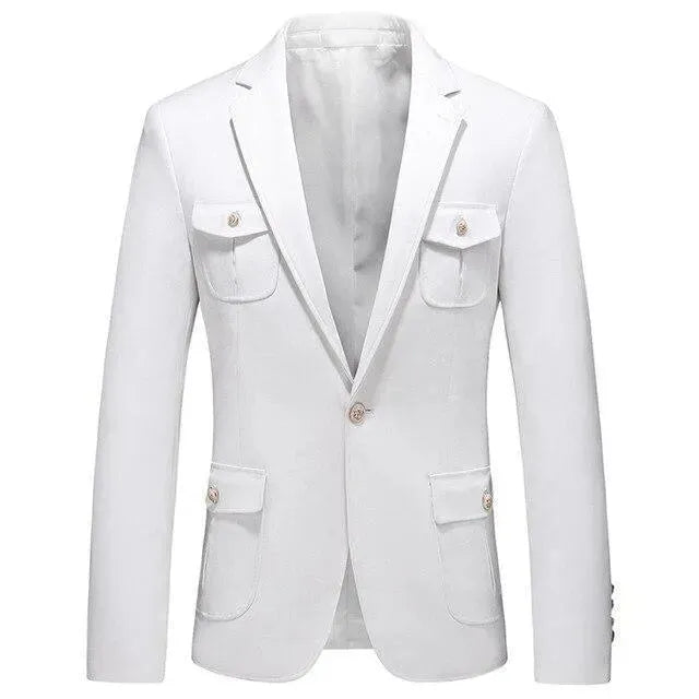 Drune | Herren Blazer - Mehrtaschen Weißer Blazer