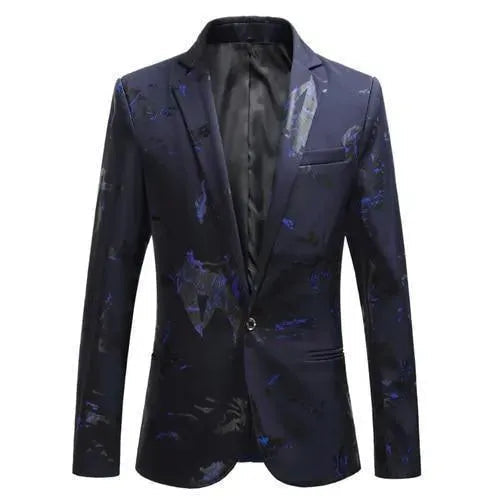 Drune | Herren Blazer - Party Blazer mit blauen Drucken