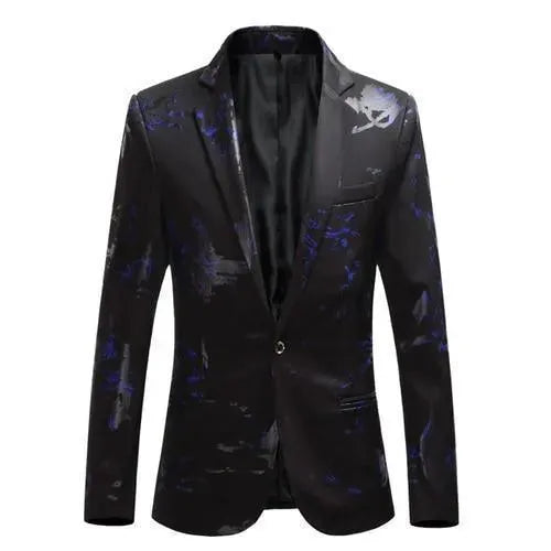 Drune | Herren Blazer - Party Blazer mit blauen Drucken