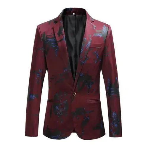 Drune | Herren Blazer - Party Blazer mit blauen Drucken