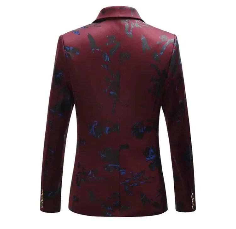 Drune | Herren Blazer - Party Blazer mit blauen Drucken