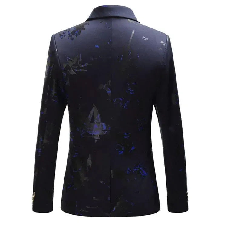Drune | Herren Blazer - Party Blazer mit blauen Drucken