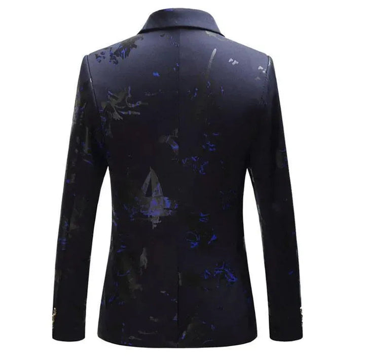 Drune | Herren Blazer - Party Blazer mit blauen Drucken