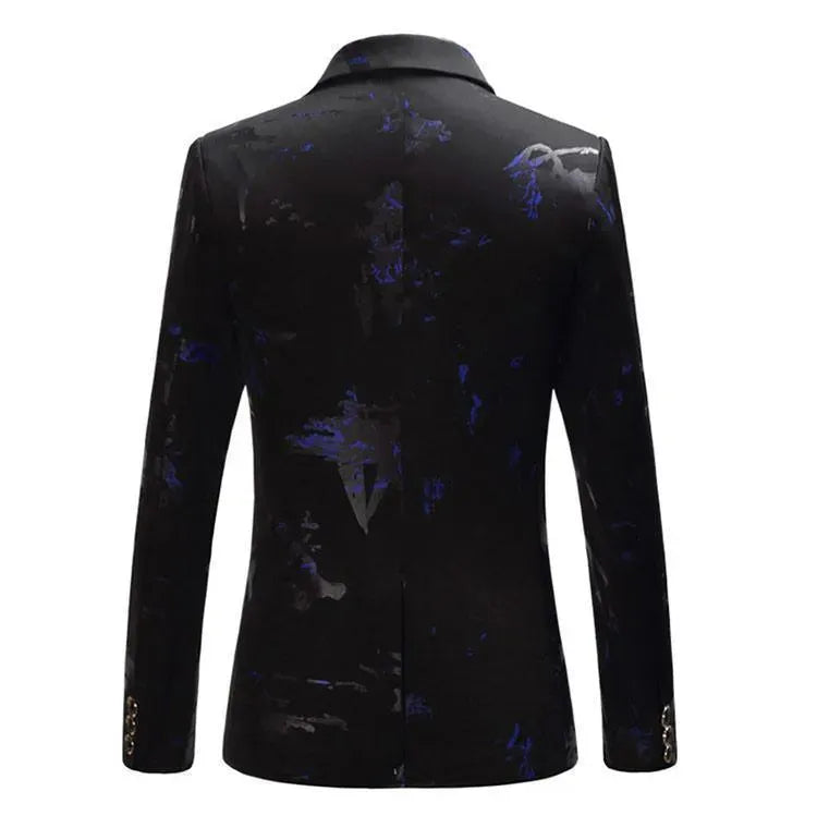 Drune | Herren Blazer - Party Blazer mit blauen Drucken
