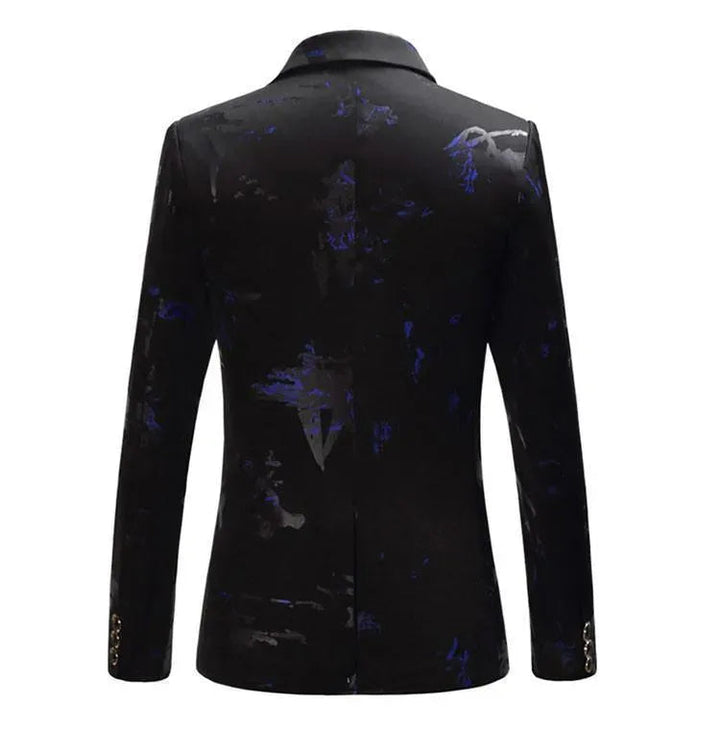 Drune | Herren Blazer - Party Blazer mit blauen Drucken