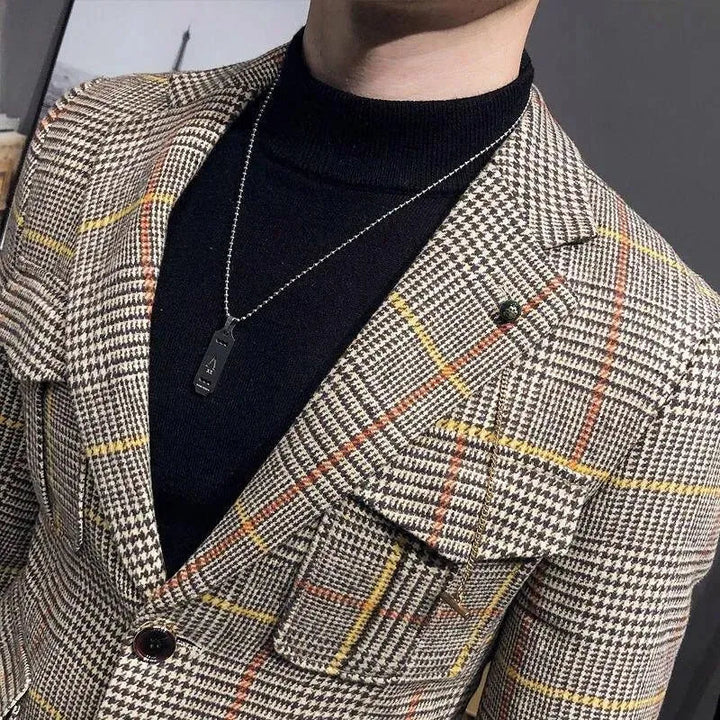 Drune | Herren Blazer - Karierter Houndstooth Blazer