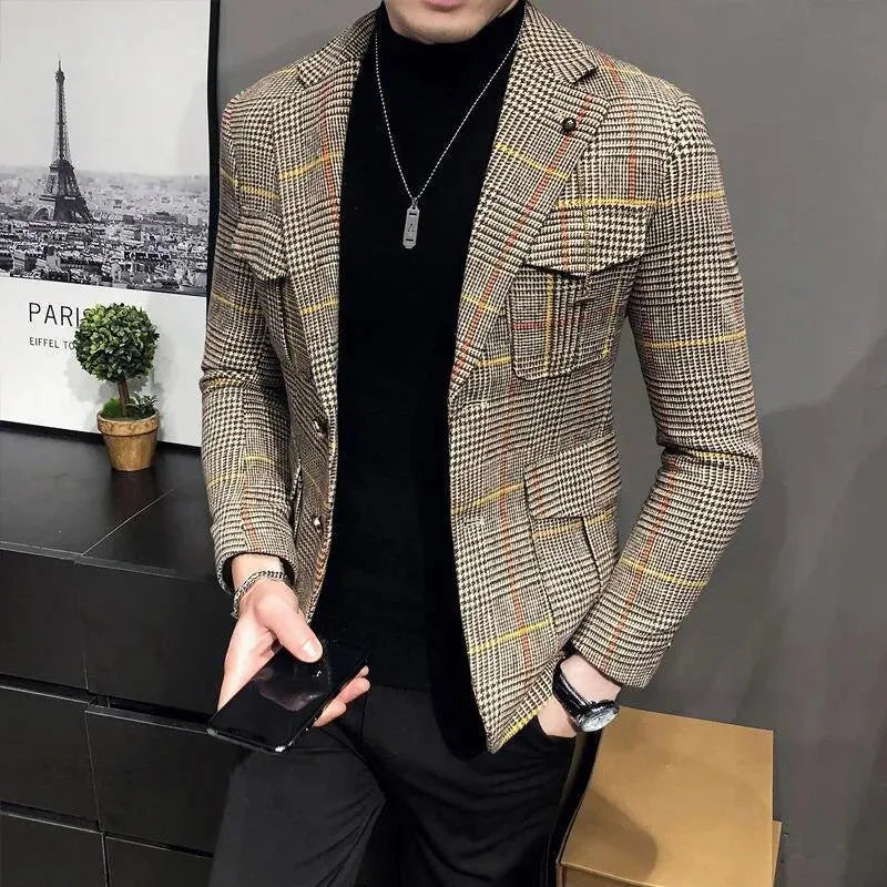 Drune | Herren Blazer - Karierter Houndstooth Blazer