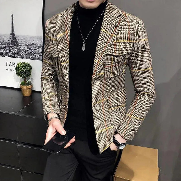 Drune | Herren Blazer - Karierter Houndstooth Blazer