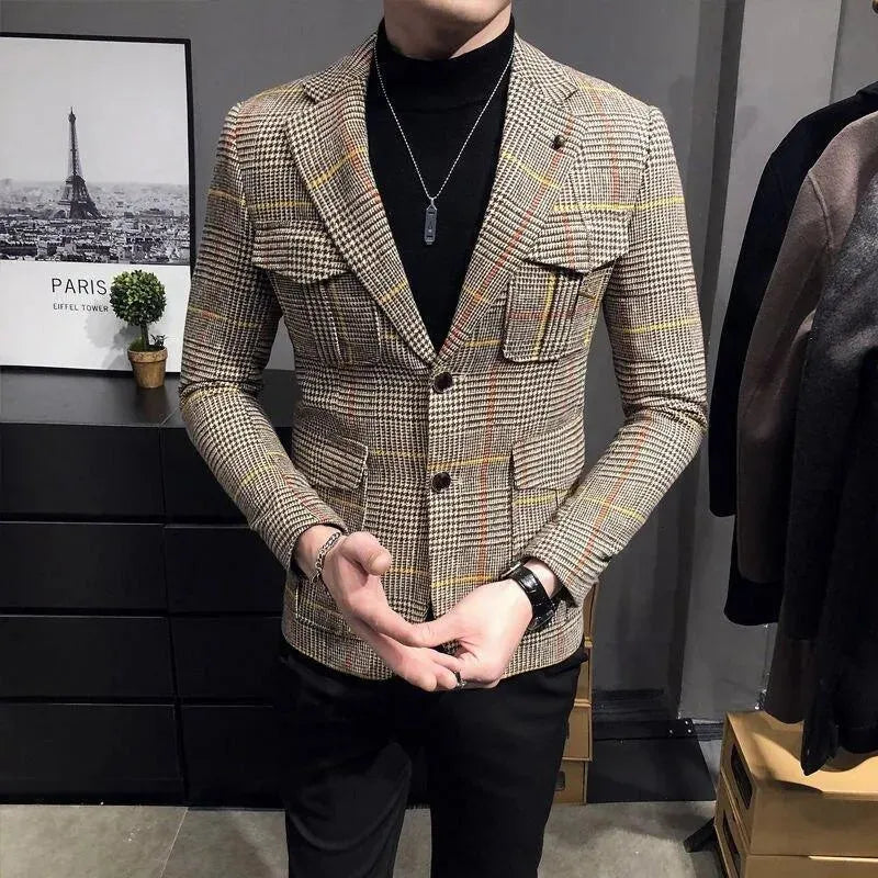 Drune | Herren Blazer - Karierter Houndstooth Blazer