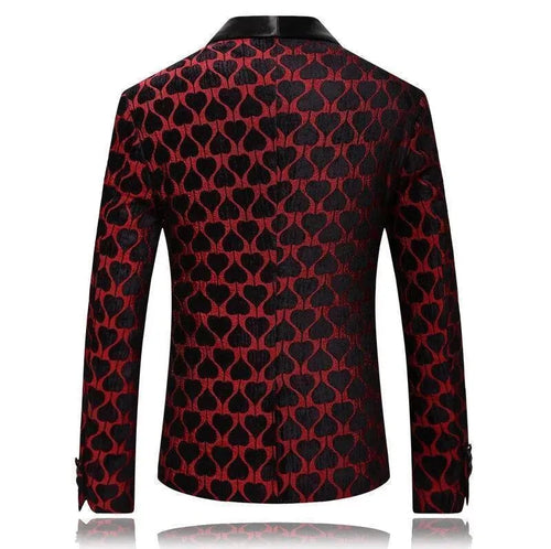 Drune | Herren Blazer - Roter Reverskragen Smoking Blazer