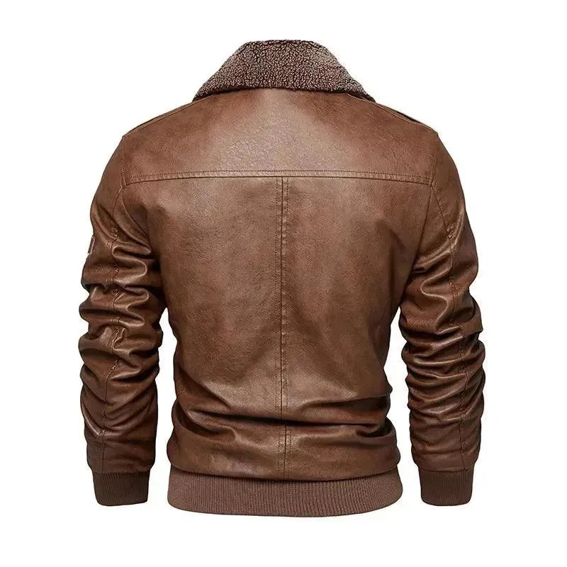 Drune | Herren Fleece-Leder Truckerjacke