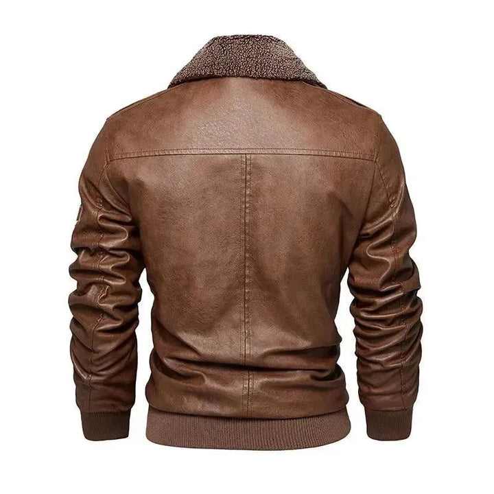 Drune | Herren Fleece-Leder Truckerjacke