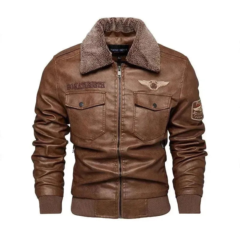 Drune | Herren Fleece-Leder Truckerjacke
