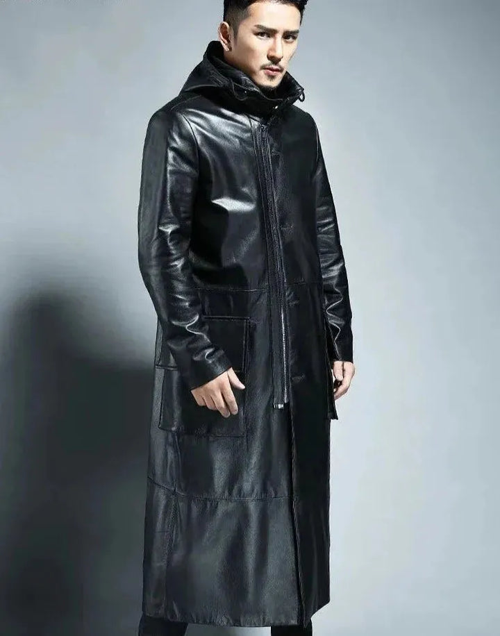 Drune | Herren Kapuzenlose Lederübercoat