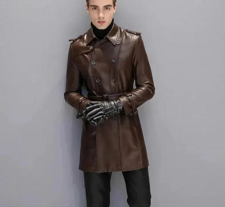 Drune | Herren Leder-Trenchcoat