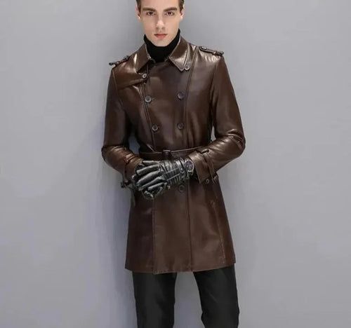 Drune | Herren Leder-Trenchcoat