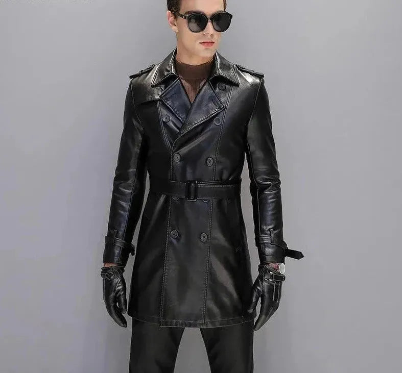 Drune | Herren Leder-Trenchcoat