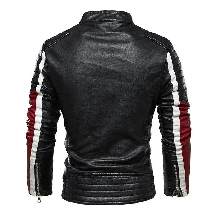 Drune | Herren PU-Leder Patchwork Bikerjacke