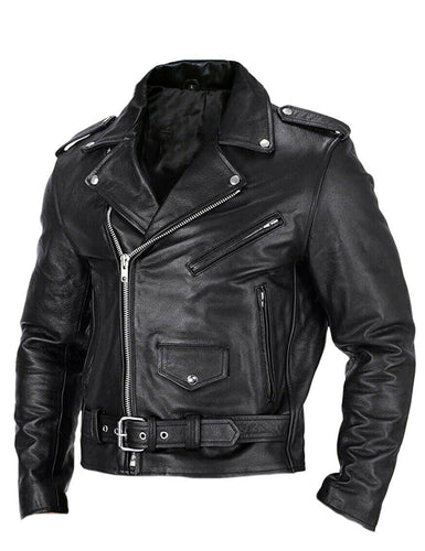 Drune | Herren Echtes Leder Bikerjacke mit Asymmetrischem Reißverschluss