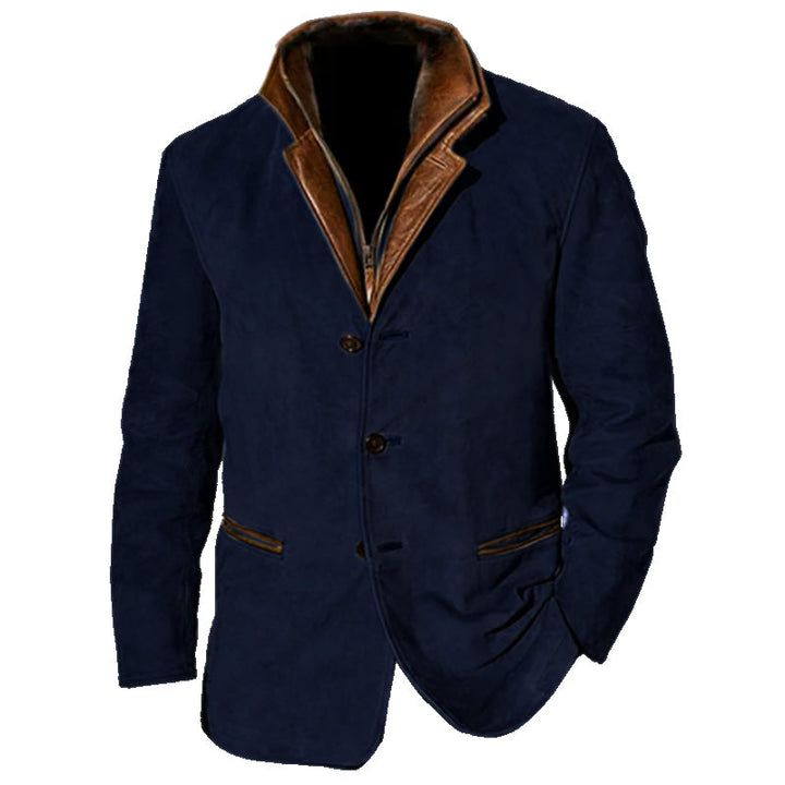 Drune | Herren Wildlederjacke mit Lederbesatz - Reverskragen-Design