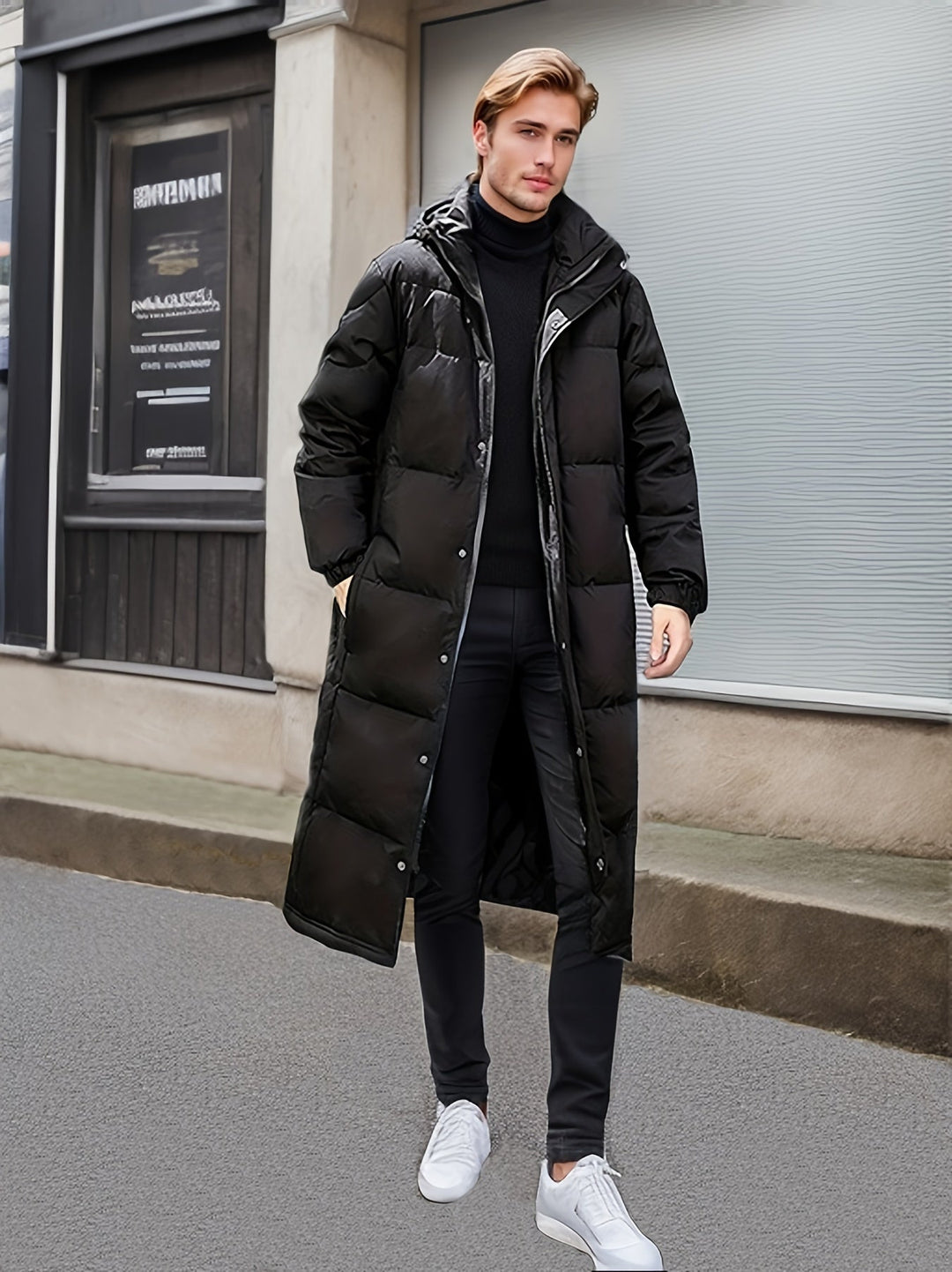 Drune | Herren Lange Winterjacke: Warme Gepolsterte Lockere Passform Reißverschluss Design