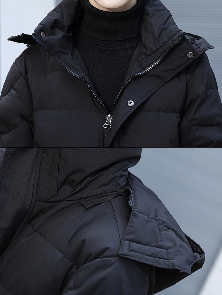 Drune | Herren Lange Winterjacke: Warme Gepolsterte Lockere Passform Reißverschluss Design