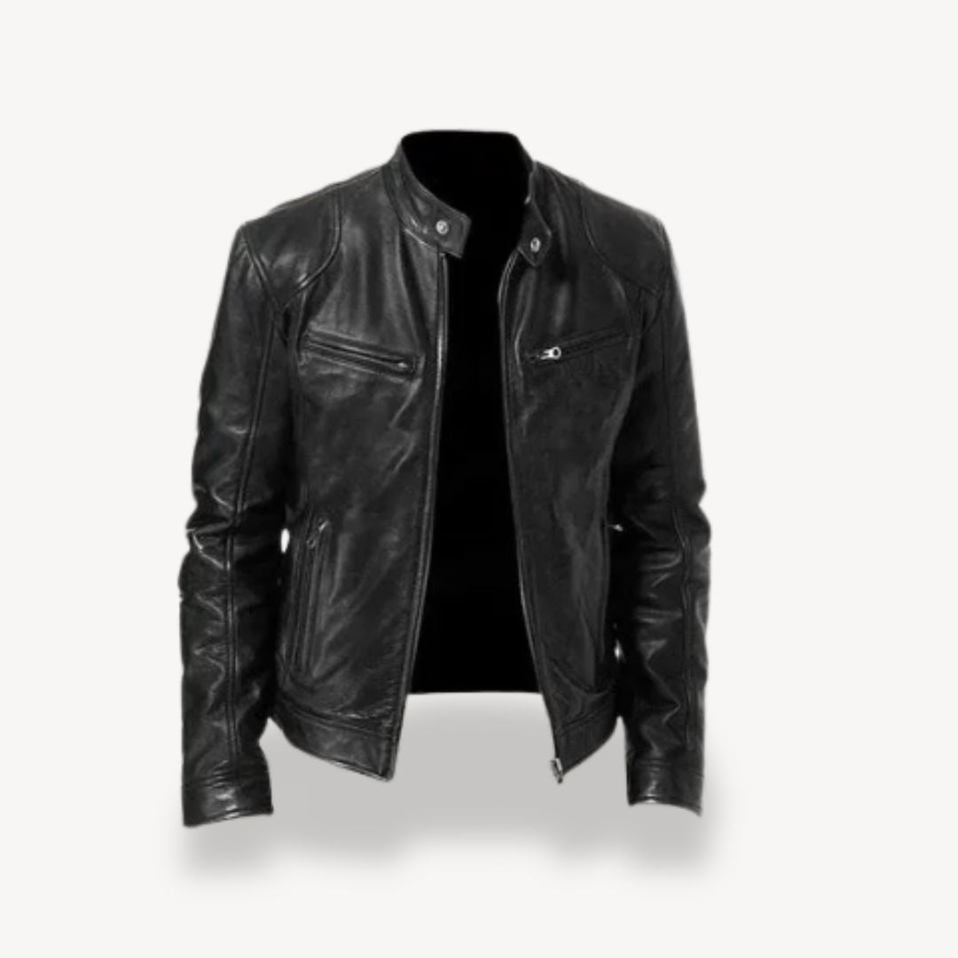 Drune | Herren Premium Leder Bikerjacke - Reißverschluss-Stil