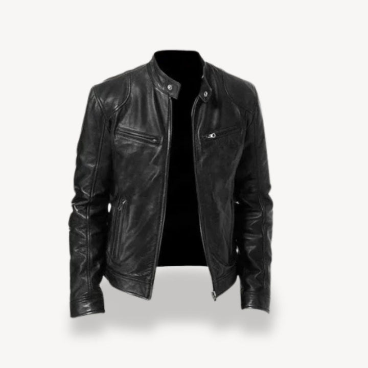 Drune | Herren Premium Leder Bikerjacke - Reißverschluss-Stil