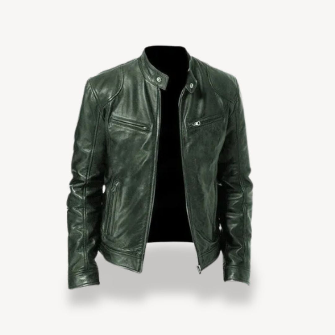 Drune | Herren Premium Leder Bikerjacke - Reißverschluss-Stil