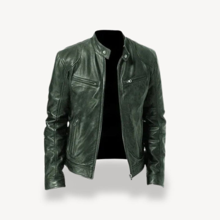 Drune | Herren Premium Leder Bikerjacke - Reißverschluss-Stil