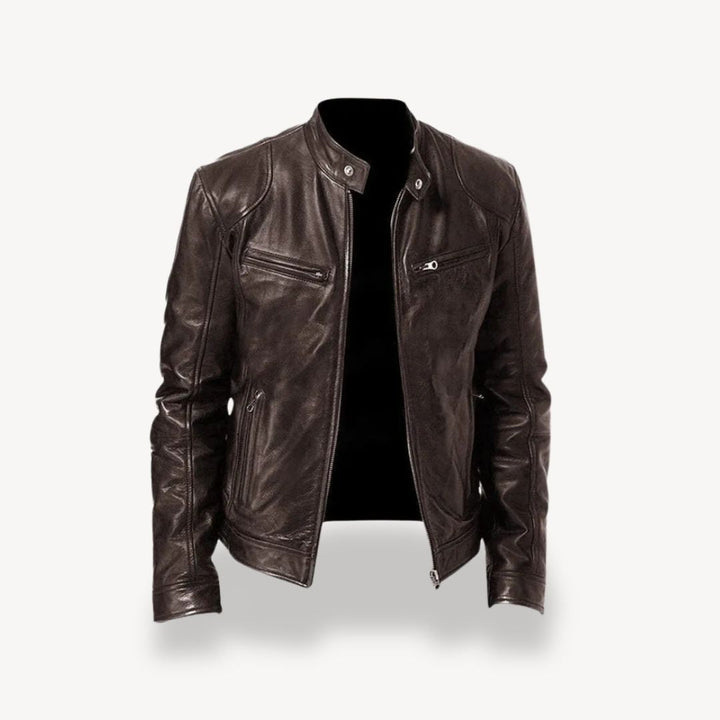 Drune | Herren Premium Leder Bikerjacke - Reißverschluss-Stil